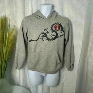 Adidas Hoodie Size Medium Skeleton Dragon 3 Stripes Gray